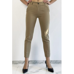 Pantalon slim camel avec poches style working girl - 6