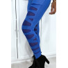 Legging bleu avec joli motif coupé et doublé en résille - 4