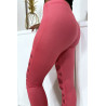 Legging fuchsia avec joli motif coupé et doublé en résille - 6