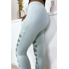 Legging vert d'eau avec joli motif coupé et doublé en résille - 5