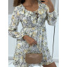 Robe patineuse fluide à fleurs jaune - 4