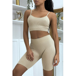 Ensemble moulant beige crop top - 4