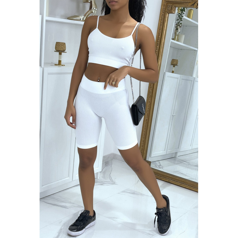 Ensemble moulant blanc crop top - 1