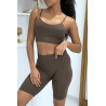 Ensemble moulant marron crop top - 1