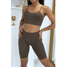 Ensemble moulant marron crop top - 2