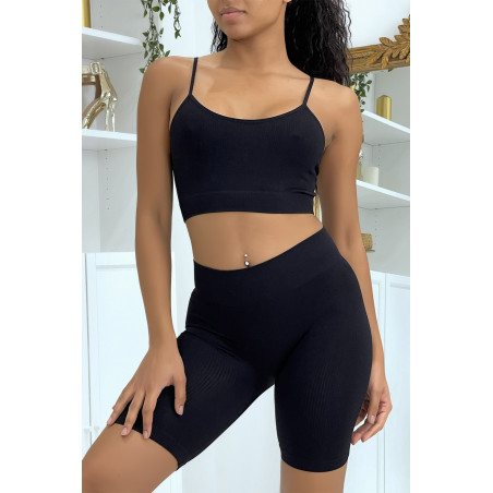 Ensemble moulant noir crop top - 1