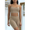 Ensemble moulant taupe crop top - 2