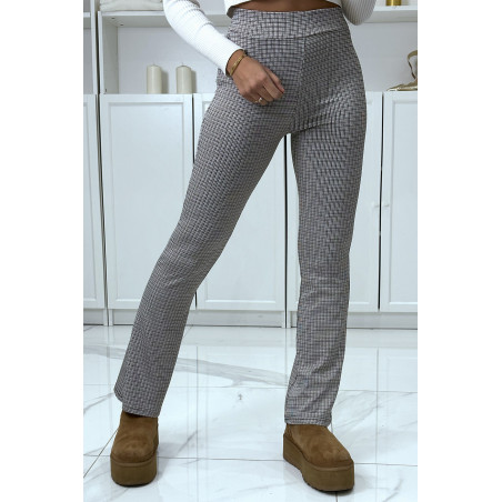 Pantalon camel motif carreaux patte d'eph - 2