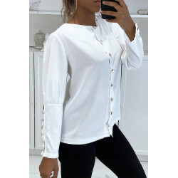 Blouse blanche à boutons dorés - 7