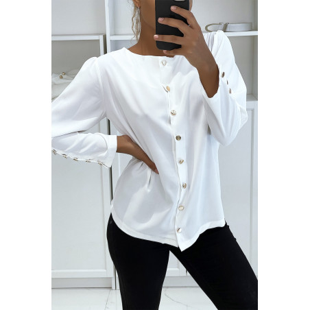 Blouse blanche à boutons dorés - 8