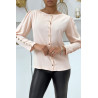 Blouse rose poudrée à boutons dorés - 4