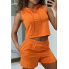 Ensemble top à capuche et short orange - 2