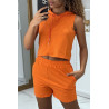 Ensemble top à capuche et short orange - 4