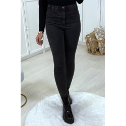 Jeans slim anthracite delavé taille haute - 3