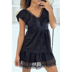 Robe patineuse noire à volants en dentelle - 3