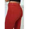 Jean slim rouge taille haute avec poches arrières - 2