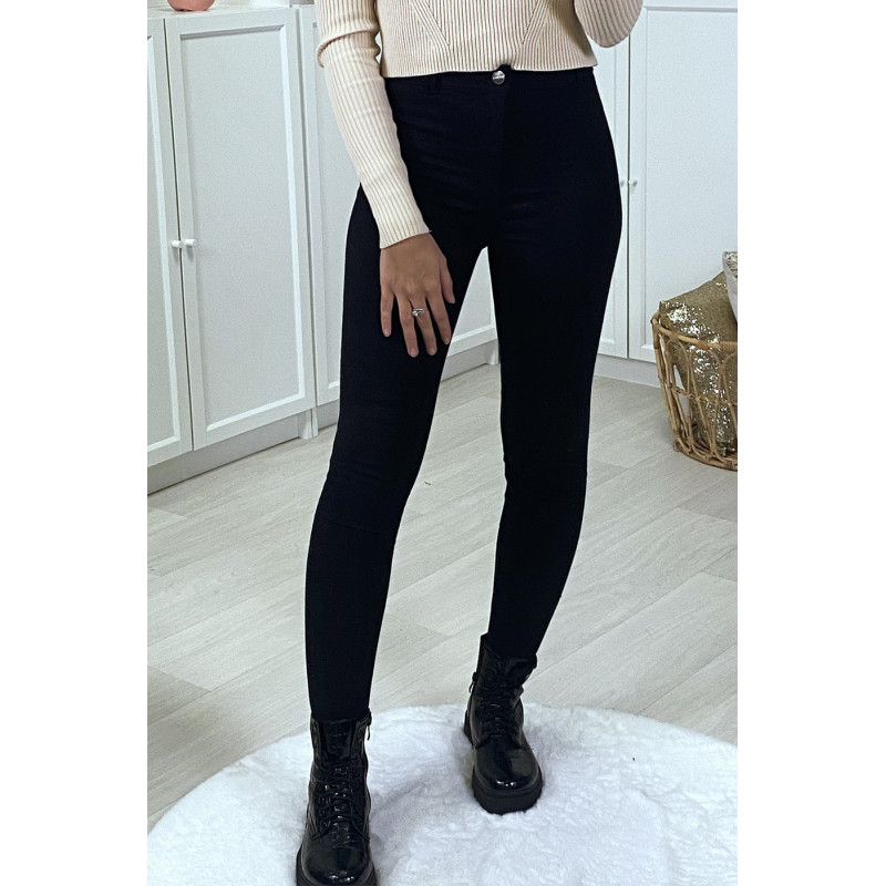 Jeans slim noir stretch taille haute - 1