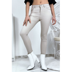 Jeans slim beige en strech avec poches - 2