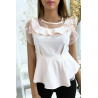 Blouse rose avec volant et tulle - 1