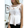 Blouse rose avec volant et tulle - 2