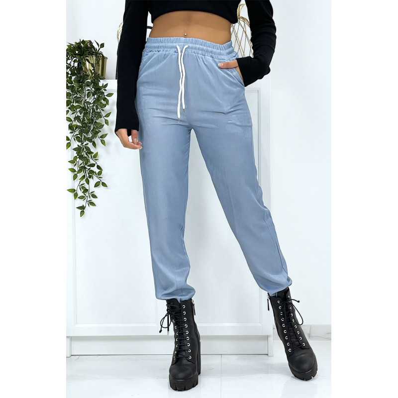 Pantalon cargo effet jean bleu ciel - 3