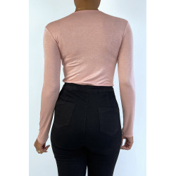 Sous pull rose en col rond et manches longues - 4