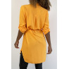 Longue tunique orange col tunisien avec ceinture - 4