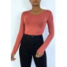 Sous pull rose foncé en col rond et manches longues - 1