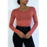 Sous pull rose foncé en col rond et manches longues - 3