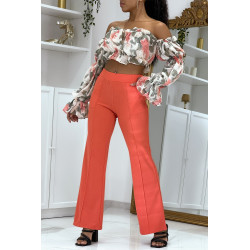 Pantalon patte d'éléphant corail - 2