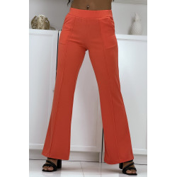 Pantalon patte d'éléphant corail - 4