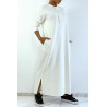 Longue robe sweat abaya blanche à capuche - 3