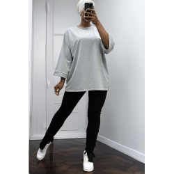 Sweat over size en coton gris  - 1