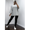 Sweat over size en coton gris  - 1