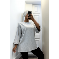 Sweat over size en coton gris  - 2