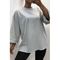 Sweat over size en coton gris  - 3