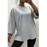 Sweat over size en coton gris  - 3