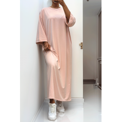 Longue robe over size en coton rose très épais - 3