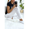 Leggings uni basique couleur blanche - 3