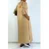 Longue robe sweat abaya camel à capuche - 7