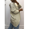 Sweat beige à capuche style asymétrique et loose avec fermeture sur le côté - 1