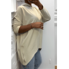 Sweat beige à capuche style asymétrique et loose avec fermeture sur le côté - 2