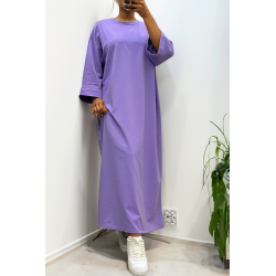 Longue robe over size en coton lilas très épais - 1