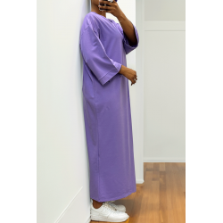 Longue robe over size en coton lilas très épais - 2