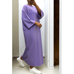 Longue robe over size en coton lilas très épais - 3