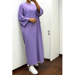 Longue robe over size en coton lilas très épais - 4