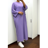 Longue robe over size en coton lilas très épais - 4