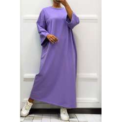 Longue robe over size en coton lilas très épais - 5