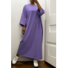 Longue robe over size en coton lilas très épais - 6