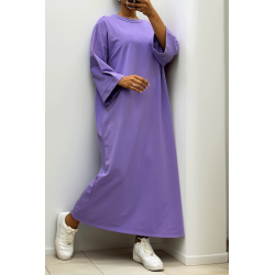 Longue robe over size en coton lilas très épais - 7